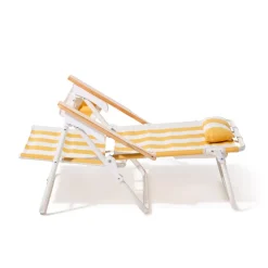 Chaise pliante de plage en toile à rayures jaune Crew Mimosa Stripe The Penny - Business & Pleasure