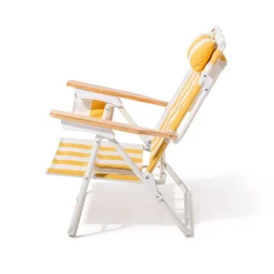 Chaise pliante de plage en toile à rayures jaune Crew Mimosa Stripe The Penny - Business & Pleasure