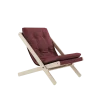 Chaise pliante en hêtre et matelas en coton bordeaux 65x88x75cm Boogie raw - Karup Design