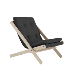Chaise pliante en hêtre et matelas en coton gris foncé 65x88x75cm Boogie raw - Karup Design