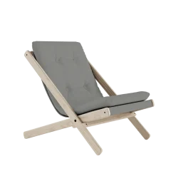 Chaise pliante en hêtre et matelas en coton gris 65x88x75cm Boogie raw - Karup Design