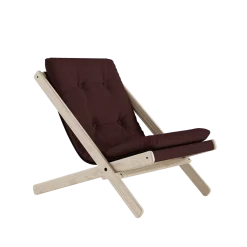 Chaise pliante en hêtre et matelas en coton marron 65x88x75cm Boogie raw - Karup Design