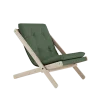 Chaise pliante en hêtre et matelas en coton vert olive 65x88x75cm Boogie raw - Karup Design