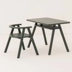 Chaise pour enfant en bois de hêtre massif coloré vert profond Growing Green - Nobodinoz