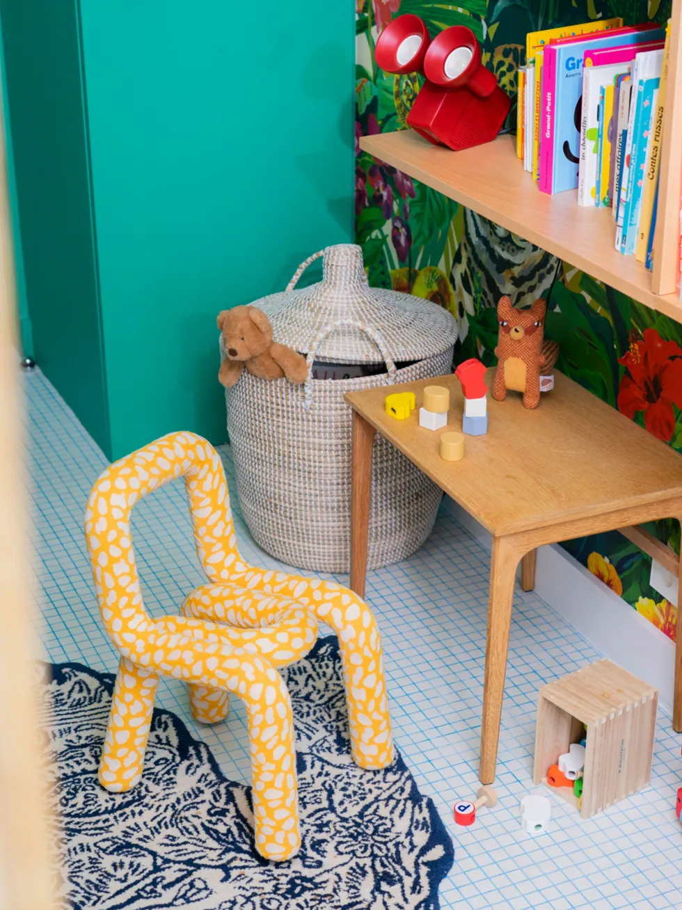 Chaise pour enfant en coton imprimé giraffe Mini Bold - Moustache