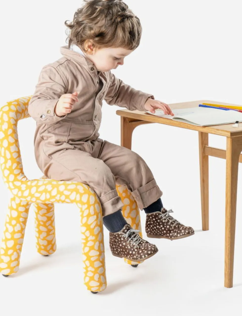 Chaise pour enfant en coton imprimé giraffe Mini Bold - Moustache