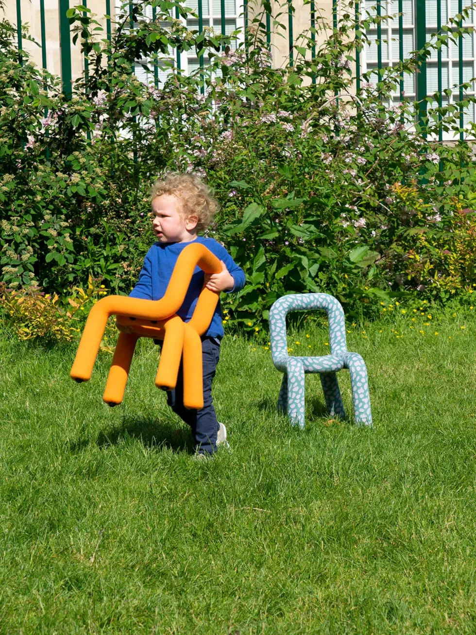 Chaise pour enfant en coton orange Mini Bold - Moustache