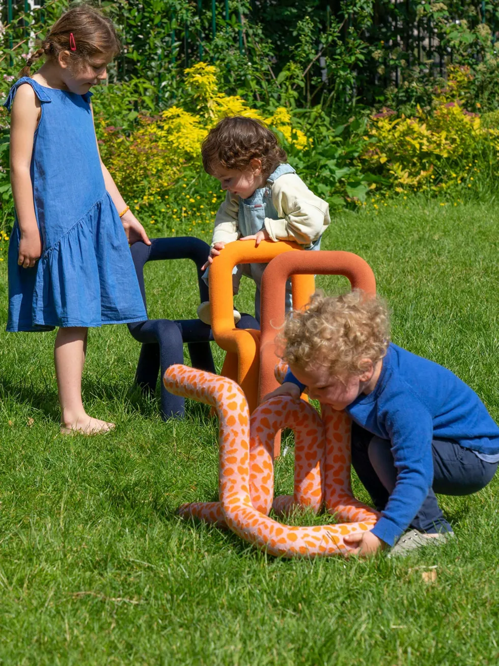 Chaise pour enfant en coton orange Mini Bold - Moustache