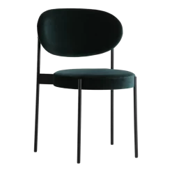 Chaise rembourrée en velours vert avec cadre métallique noir 430 Chair - Verpan