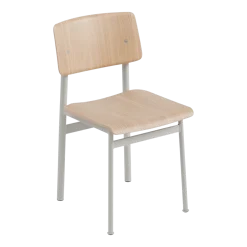 Chaise sans accoudoirs grise et bois naturel Loft - Muuto