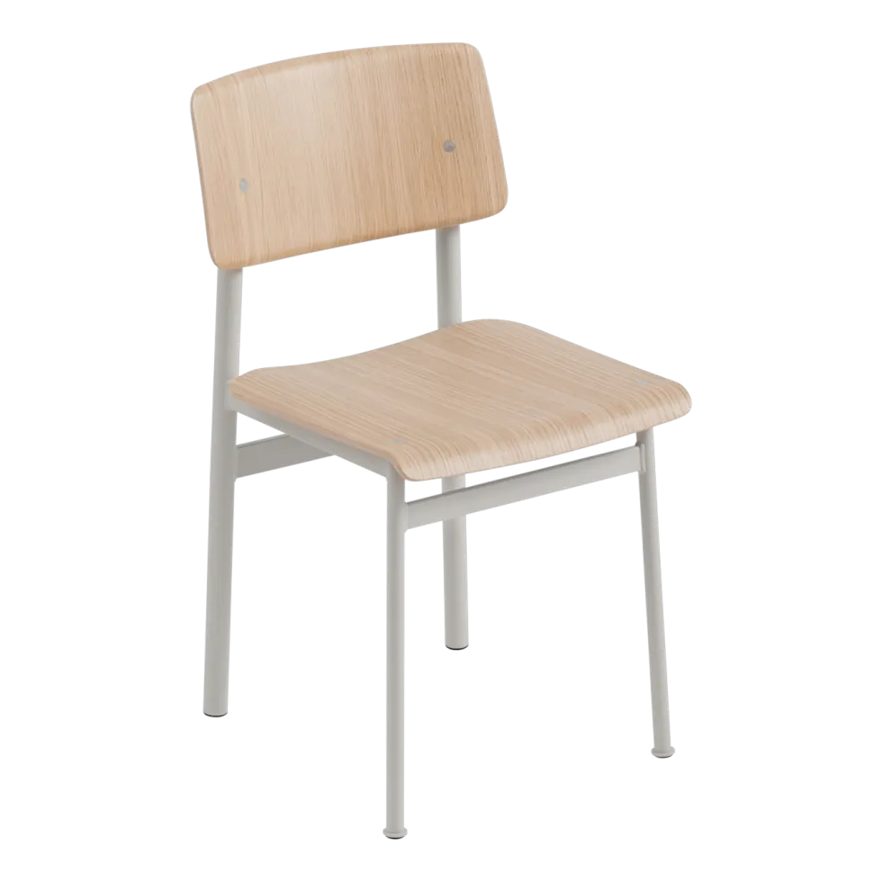 Chaise sans accoudoirs grise et bois naturel Loft - Muuto