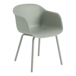Chaises de jardin avec accoudoirs en plastique et acier dusty green 77cm Fiber - Muuto