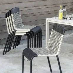 2 Chaises de jardin noire et blanche Tobago - KOK