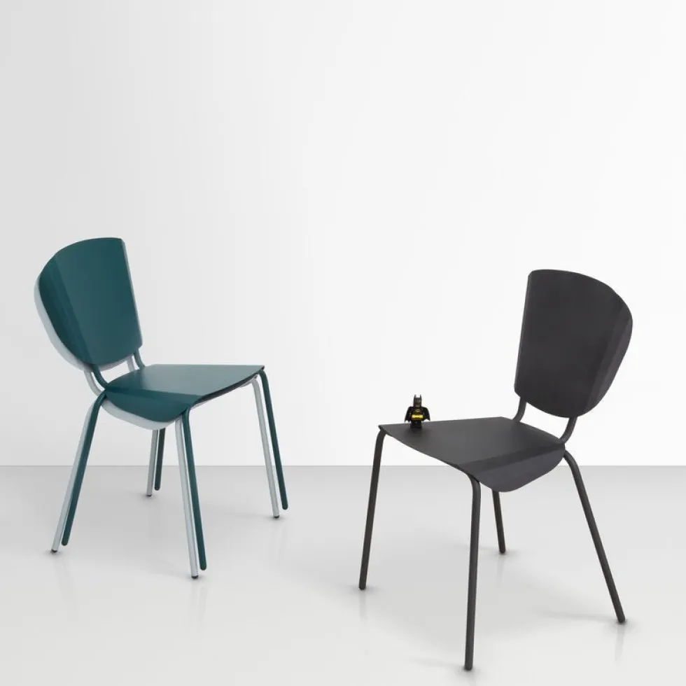 2 Chaises en acier blanc Batchair - Matière Grise