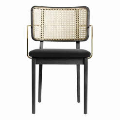 2 Chaises noires avec accoudoirs en chêne teinté Cannage - RED Edition