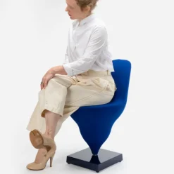 Chaise structure en métal cream et housse polyester blueberry 75cm Gelato - Moustache