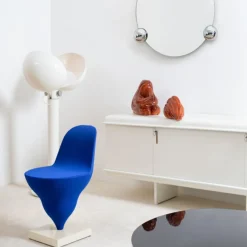 Chaise structure en métal cream et housse polyester blueberry 75cm Gelato - Moustache