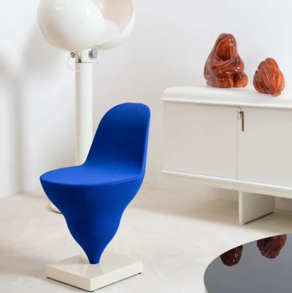 Chaise structure en métal cream et housse polyester blueberry 75cm Gelato - Moustache