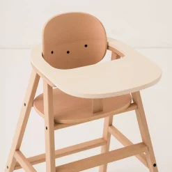 Chaise évolutive avec plateau en hêtre et coussin en coton bio latte Growing Green - Nobodinoz