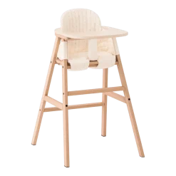 Chaise évolutive avec plateau hêtre et coussin en coton bio naturel miel Growing Green - Nobodinoz