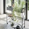 Chariot de rangement avec panier en acier noir 74,5x22x74,5cm - Yamazaki