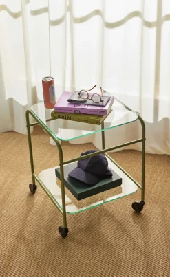 Chariot en verre transparent vert 43x42xh54cm Zephyr - Hübsch