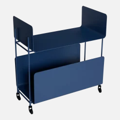 Chariot à roulettes en métal bleu foncé 63x32x66cm Ays - Hübsch