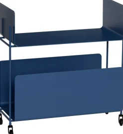 Chariot à roulettes en métal bleu foncé 63x32x66cm Ays - Hübsch