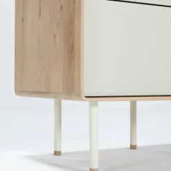 Chiffonnier de 3 tiroirs en chêne blanchi huilé et linoléum gris Fina - Gazzda