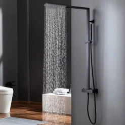 Colonne de douche thermostatique moderne en laiton noir Sirius - Kroos