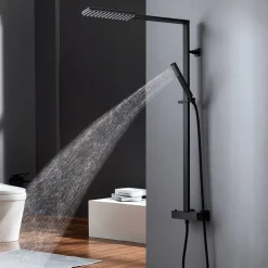 Colonne de douche thermostatique moderne en laiton noir Sirius - Kroos