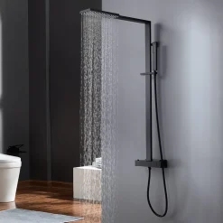 Colonne de douche thermostatique moderne en laiton noir Sirius - Kroos