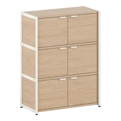 Commode avec 3 portes en bois éco-certifié et acier blanc crème 110x84cm Unit - TIPTOE