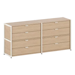 Commode avec 8 tiroirs en bois éco-certifié et acier blanc crème 85x164cm Unit - TIPTOE