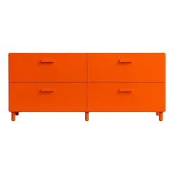 Commode basse en bois mdf orange 123x53,1x41cm Relief - String furniture