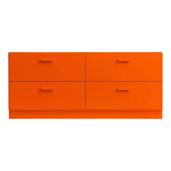 Commode basse et plinthes en bois mdf orange 123x53,4x41cm Relief - String furniture