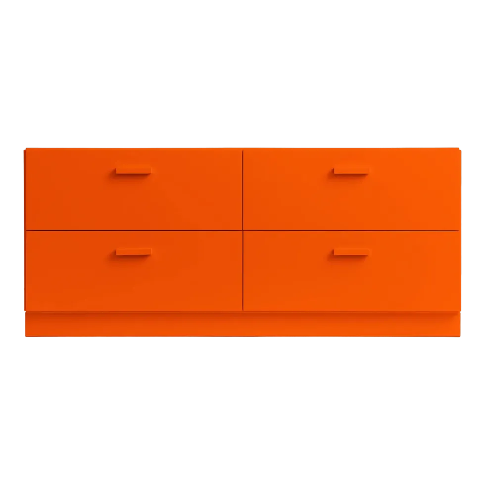 Commode basse et plinthes en bois mdf orange 123x53,4x41cm Relief - String furniture