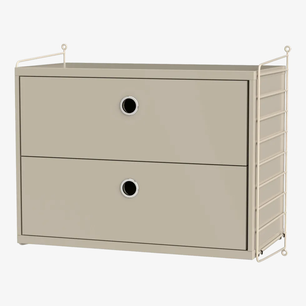 Commode à suspendre avec tiroirs en chêne et montants beiges String Systems - String furniture