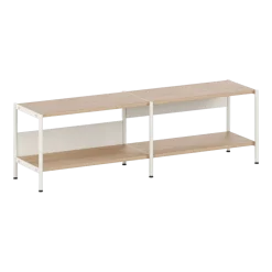 Conseole basse en bois éco-certifié et acier blanc crème 50x164cm Unit - TIPTOE