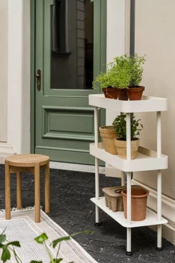 Console avec double plateaux et une étagère en acier beige Nolle - noo.ma