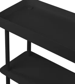 Console avec double plateaux et une étagère en acier noire Nolle - noo.ma