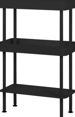 Console avec double plateaux et une étagère en acier noire Nolle - noo.ma