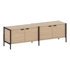 Console basse avec 4 portes en bois éco-certifié et acier noir graphite 50x164cm Unit - TIPTOE