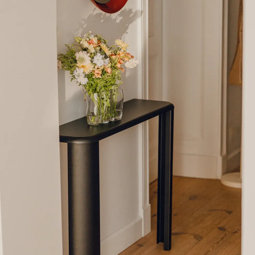 Console en bois mdf et acier noir vulcano 100x77,5cm Fli - noo.ma