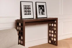 Console en noyer, marbre et onyx 120x36x85cm Jackie - Studio Gaïa