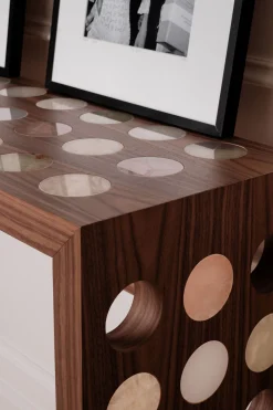 Console en noyer, marbre et onyx 120x36x85cm Jackie - Studio Gaïa