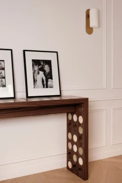 Console en noyer, marbre et onyx 120x36x85cm Jackie - Studio Gaïa