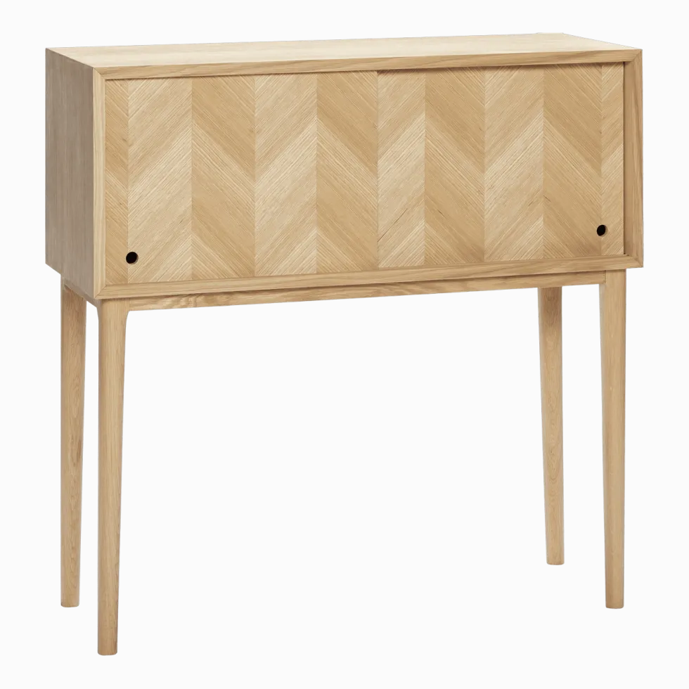 Console motif chevron en bois de chêne clair - Hübsch