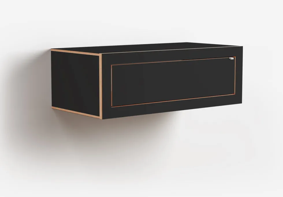 Console murale en bouleau teinté noir 80x27x40cm Fläpps Box - Ambivalenz