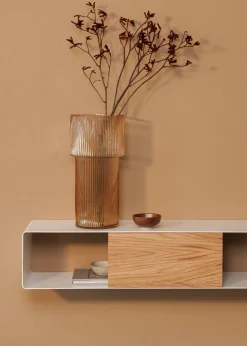 Console murale en chêne et acier blanc 120x19cm Sion - Metallbude